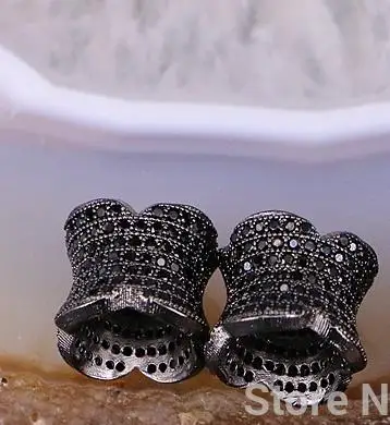 10 шт. ZYZ183-9607 Micro Pave CZ цветок разъем бусины браслеты шармы ожерелье бусины для изготовления ювелирных изделий - Цвет: gun black black cz