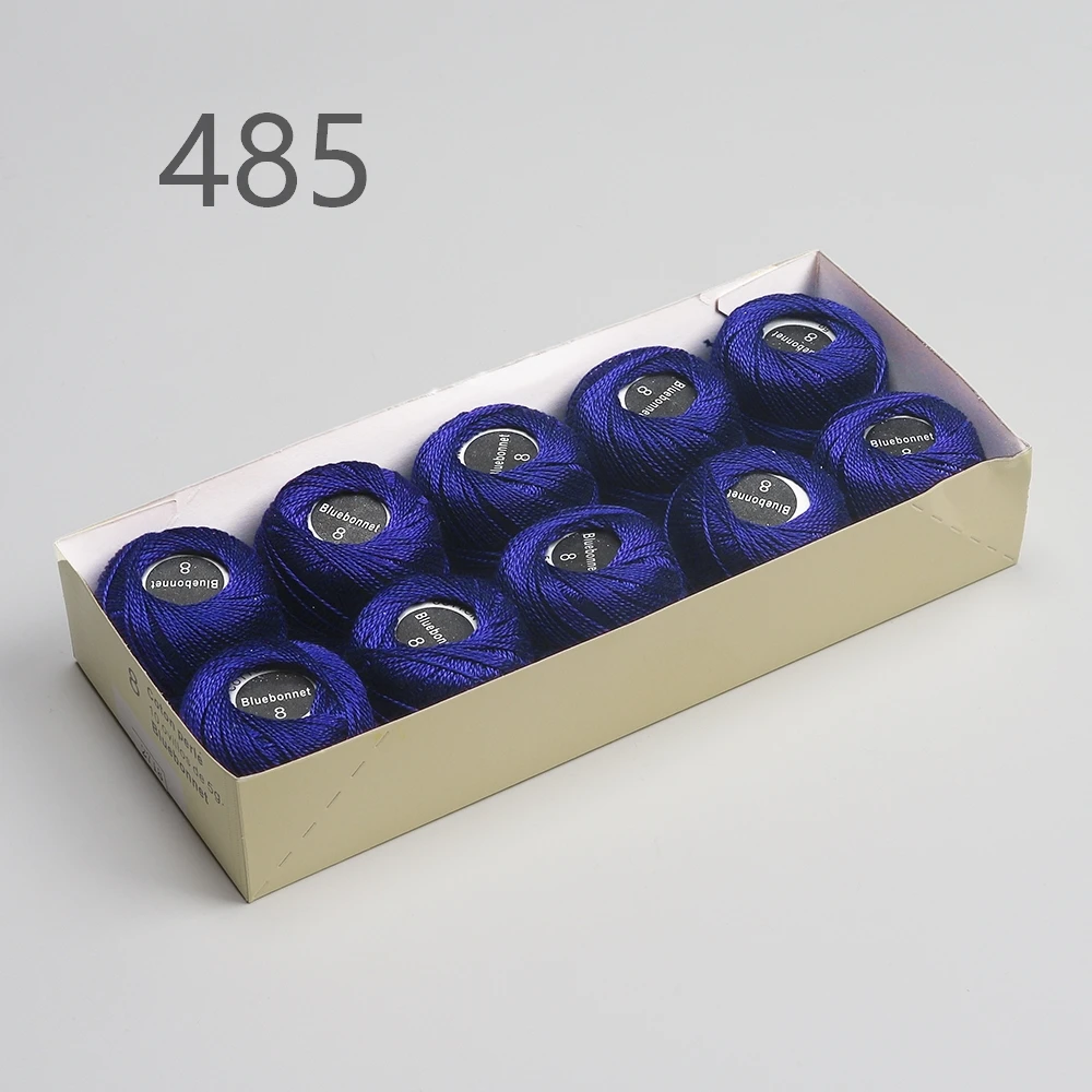 Размер 8, жемчужная хлопковая нить для вышивки крестиком, размер 43(5 грамм) на шарик, Двойной Мерсеризованный длинный штапельный хлопок, 10 шт./цвет