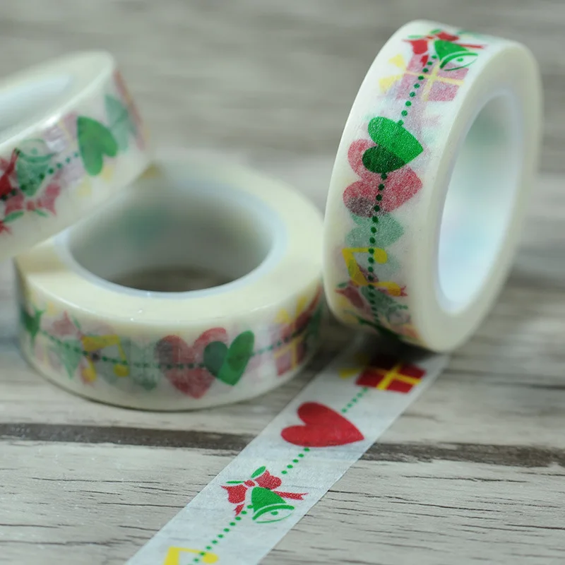 

Free shipping christmas washi tape /red heart and gift washi tape/15mm*10m