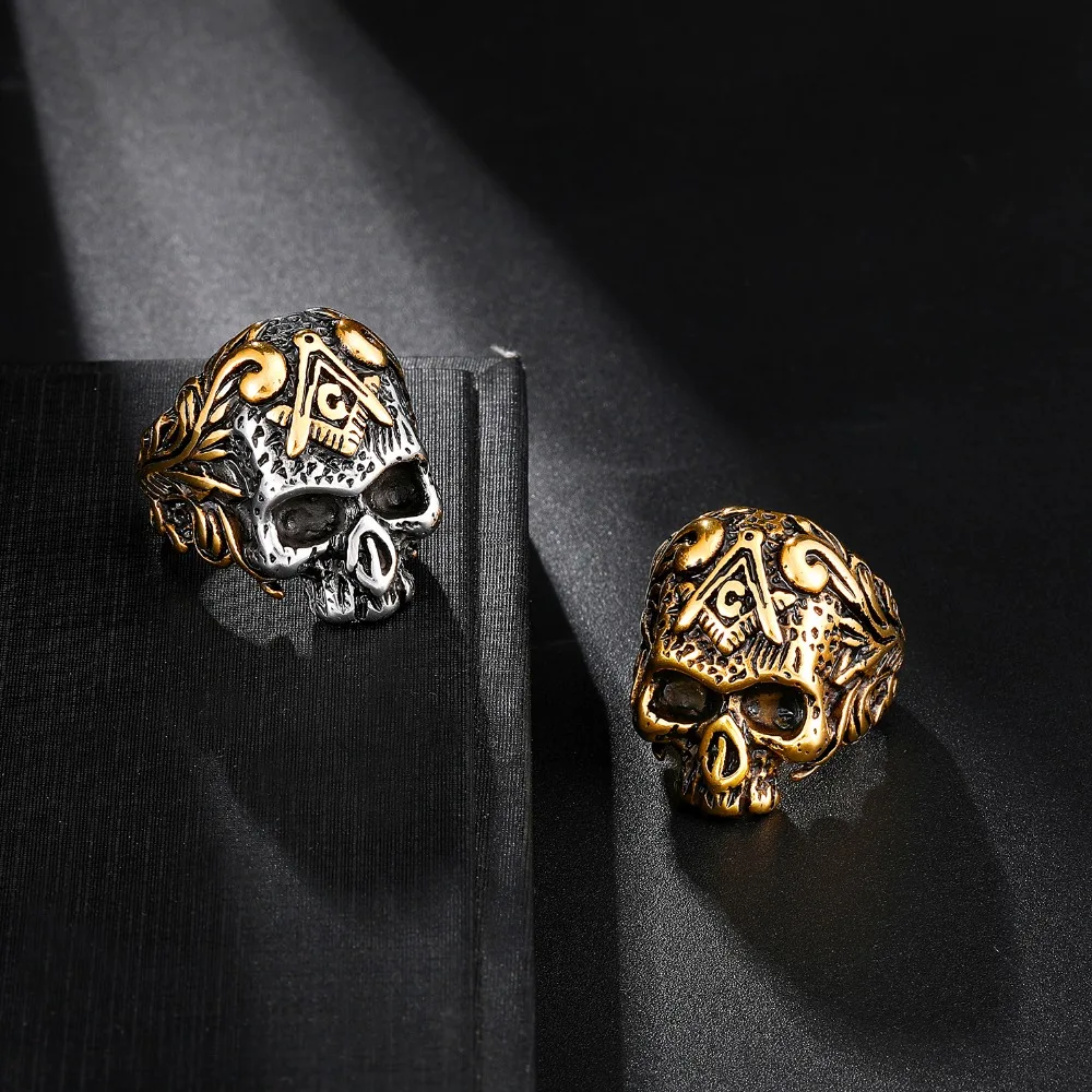 D & Z Новое винтажное мужское масонское кольцо с черепом Готический стиль