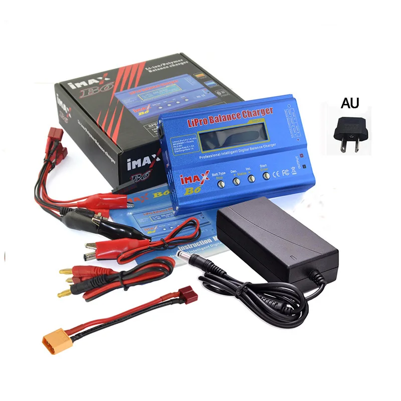 B6 with AU adapter IMAX B6 80 Вт Дрон зарядное устройство s Multifunct 2 S-6 S Lipo Balance зарядное устройство Lipro Цифровое зарядное устройство для RC аккумулятор, литиионый аккумулятор - Цвет: B6 with AU adapter