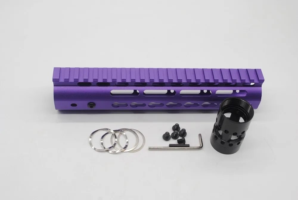 

TriRock 9'' inch Purple Anodized Keymod Handguard Rail Free Float Picatinny Mount System Aluminum/Steel Barrel Nut