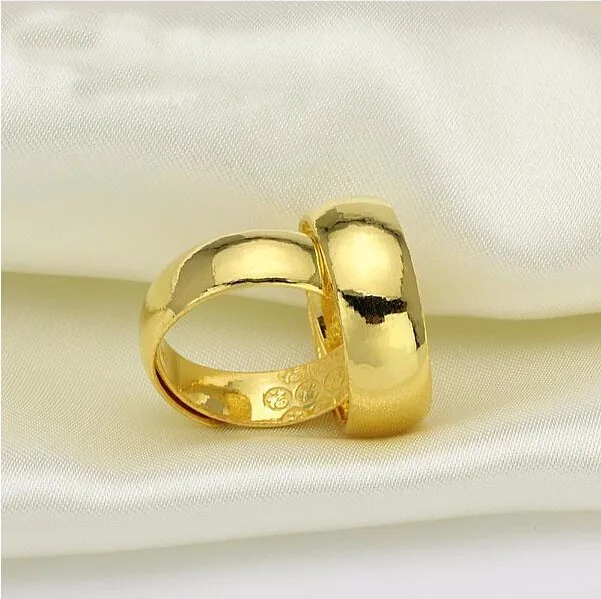 

Hot sale A Pair Of Pure 999 Solid 24K Yellow Gold Ring Men's Smooth Wedding Band