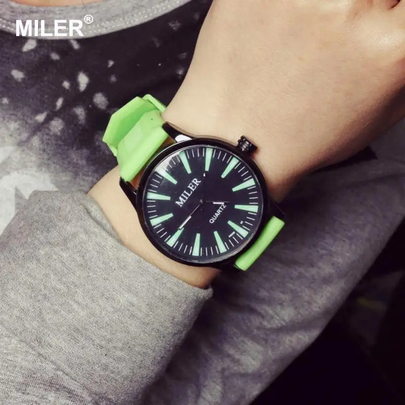 2016 новые Модные прозрачные силиконовые кварцевые часы MILER для женщин и девушек
