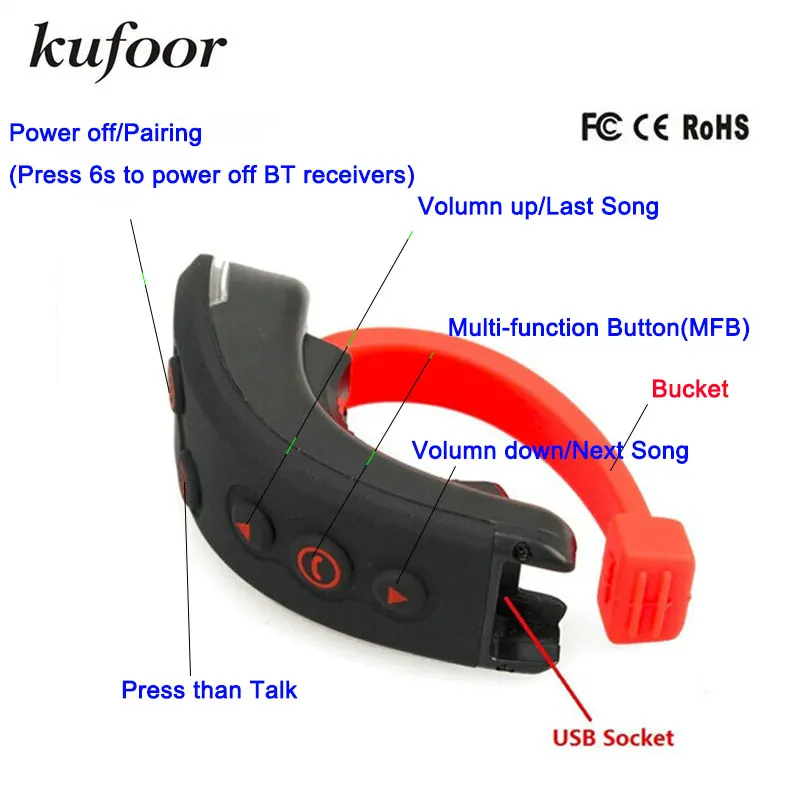 Kufoor 1 компл. 1000 м BT мотоциклетный шлем Bluetooth Интерком переговорные гарнитура с NFC fm