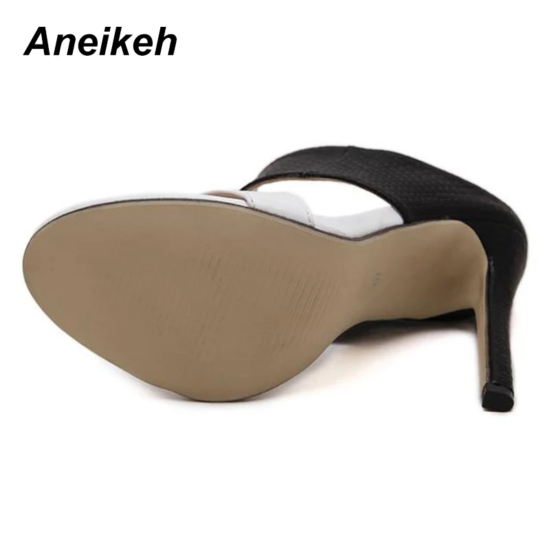 Aneikeh/Модные женские босоножки; шлепанцы; пикантные босоножки на тонком каблуке; женские шлепанцы на полой подошве; женская обувь на высоком каблуке; Размеры 35-40