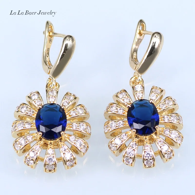 L &amp B классический синий кристалл белый циркон золото Цвет Ювелирные наборы для