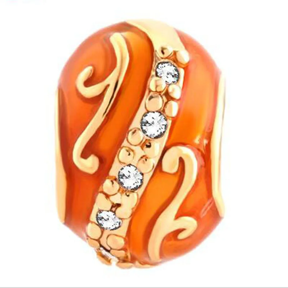 Fit Pandora очаровательный посеребренный браслет Swarovski элементы цветок Шарм браслет пасхальное яйцо золотые бусины для изготовления ювелирных изделий