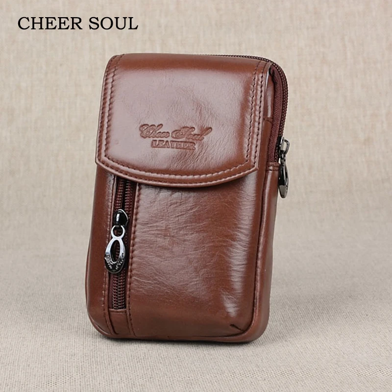 Винтажные Мужские поясные сумки CHEER SOUL Мужская поясная сумка из натуральной кожи