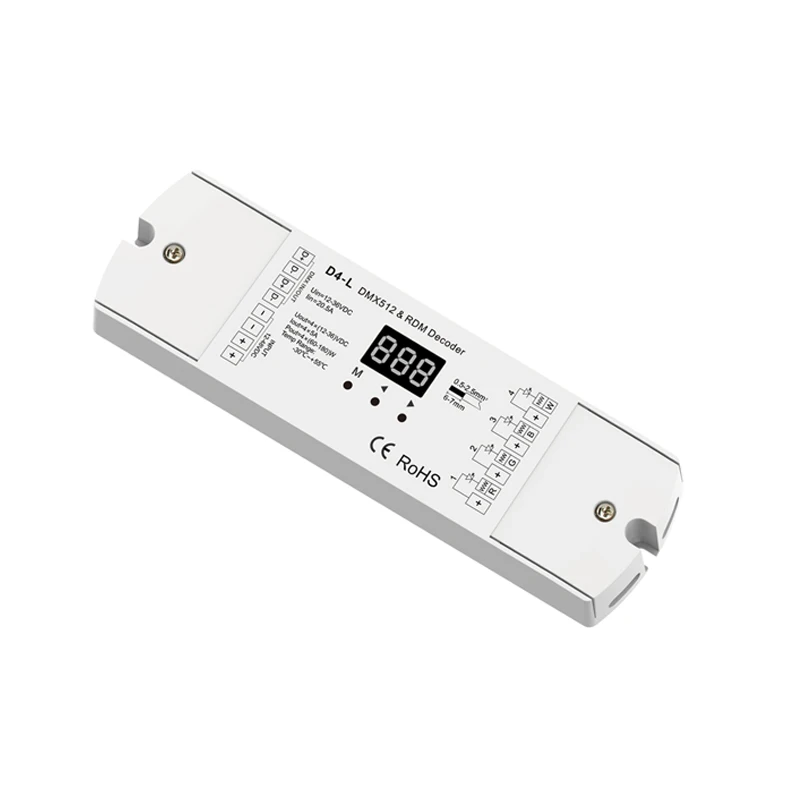 

Новый 4-канальный светодиодный DMX декодер 5A * 4CH DC 12V-24V вход 240W выход RGB RGBW контроллер освещения DMX512 с постоянным напряжением