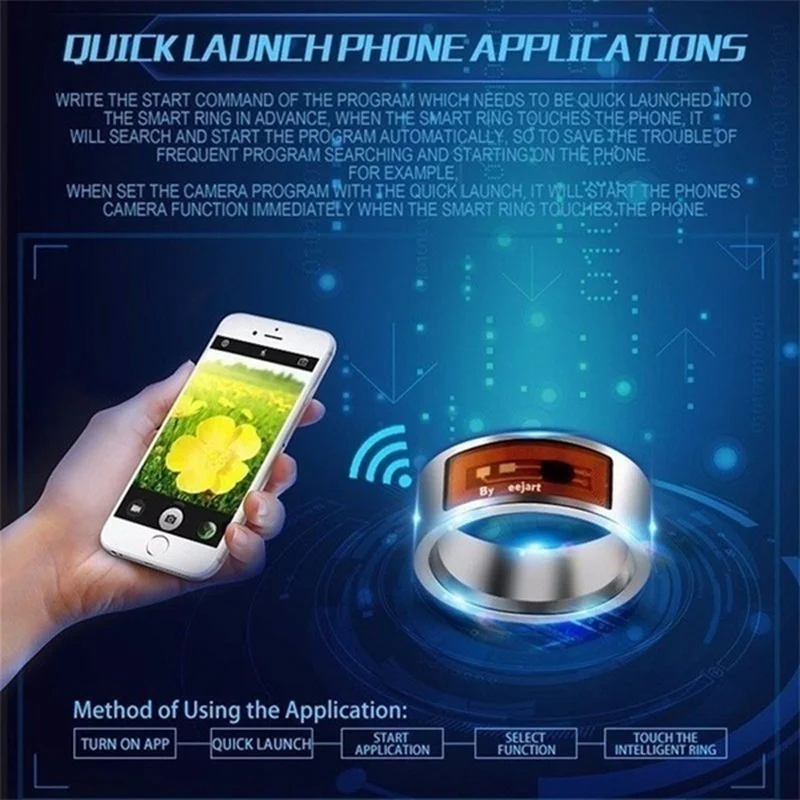 NFC смарт многофункциональное водонепроницаемое кольцо из нержавеющей стали с