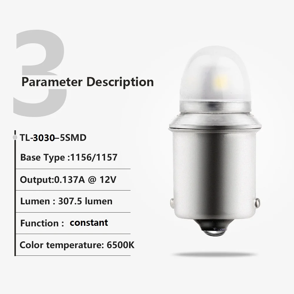 10 шт./лот 5SMD 3030 S25 1156 BA15S P21W BAU15S PY21W 1157 BAY15D DC 12V белые светодиодные лампы Задний