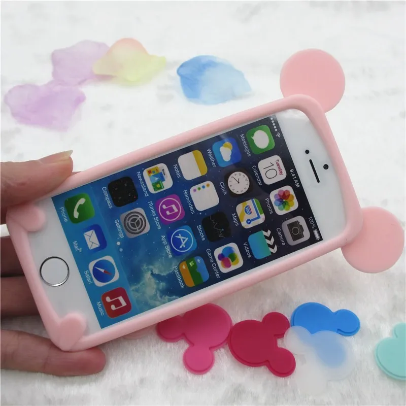 SYCASE Lovely Cartoon Mouse Ear Phone Back Case Cover for IPhone 6/6s/7/7plus Soft Silicon 8 6plus 6s 7 plus | Мобильные телефоны и