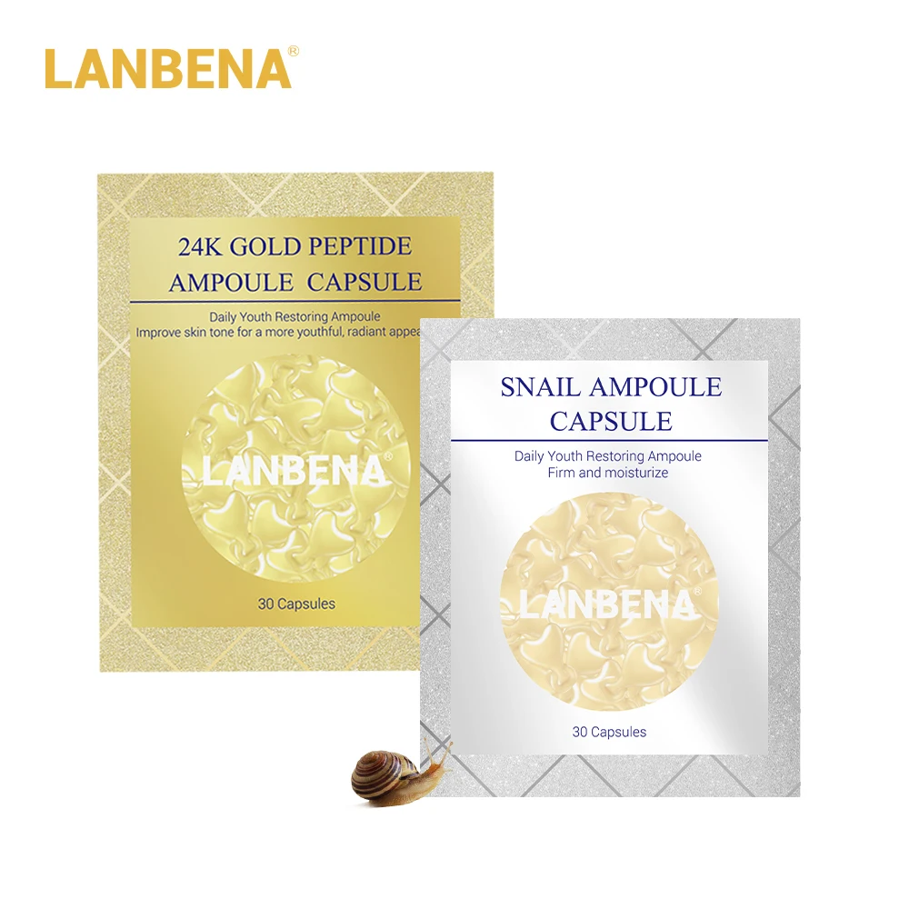 LANBENA 24K золотой пептид морщины для лица ампулы капсулы + Улитка увлажняющий