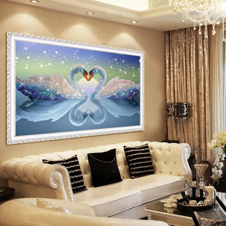 5D алмазная картина Любовь Лебедь Бриллиантовая мозаика Резина домашний декор