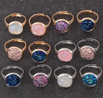 Crazy Feng трендовые кольца на палец из друзы и камня для женщин серебряные хорошего