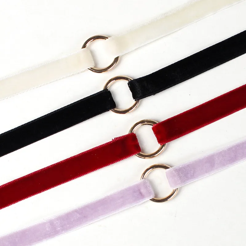Fashion Women Girls Simple Style Velvet Ribbon Choker Circle Round Pendant Necklace 4 Colors Punk Gothic Collar Jewelry | Украшения и