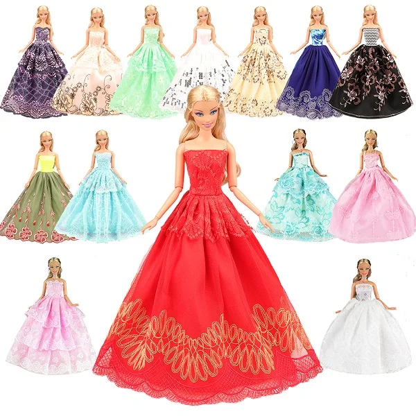 5 Dress Random Новые модные красивые 20 предметов/партия = 10 кукол платье случайный+ 10 кукол обувь вещи аксессуары для Барби оригинальные DIY подарок игрушки - Цвет: 5 Dress Random