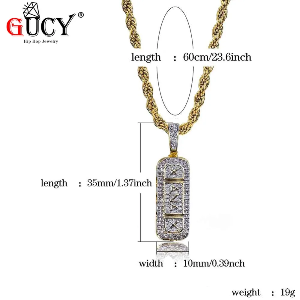 GUCY Hip Hop Xa n ax Pendant Necklace Gold Color Plated Iced Out Micro Paved CZ StonePill Pendants Charm For Men Women Gifts | Украшения и