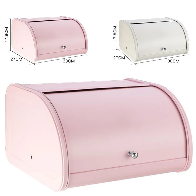 

Hot Durable Not Rust Metal Bread Box Bin kitchen Storage Containers with Roll Top Lid Kitchenware Storage Box MDD88