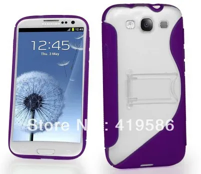 100% Top Quality 6 Colours Soft S Line Wave TPU Gel Stand Case Cover For Samsung I9300 Galaxy S3 III + Free Stylus |