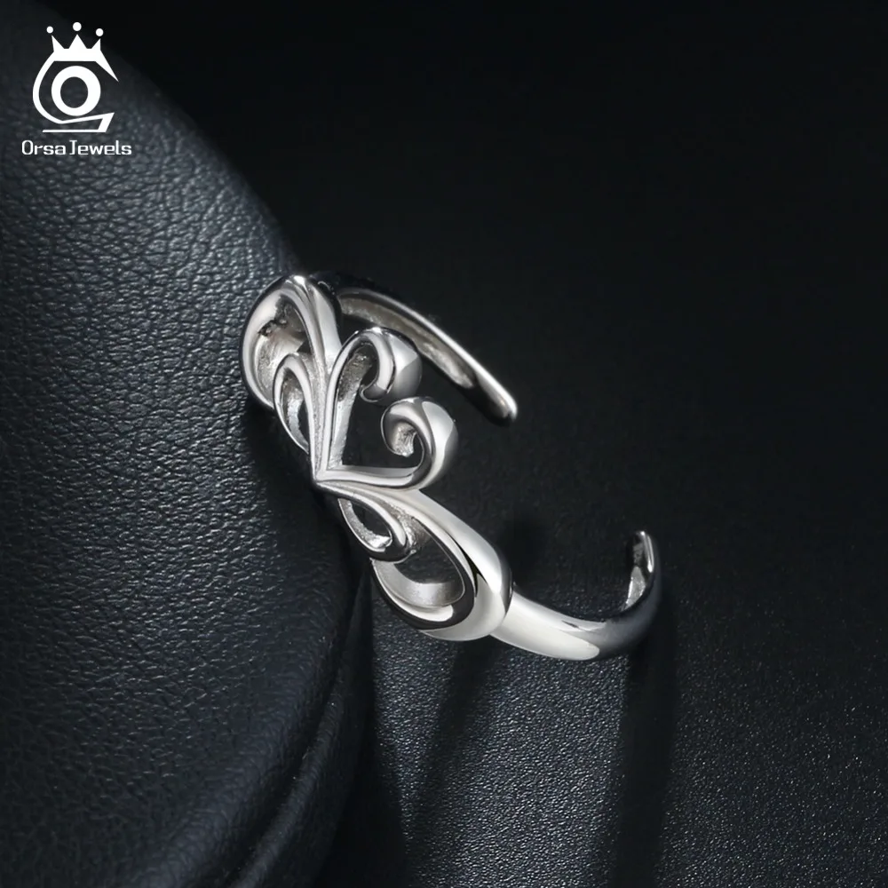 ORSA JEWELS, роскошное, Настоящее серебро 925 пробы, 18 мм, с выдолбленной короной, регулируемое кольцо, любовь, для женщин, для помолвки, вечерние, ювелирное изделие, подарок SR107