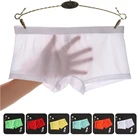 Полупрозрачные Мужские трусы боксеры, пикантное нижнее белье для мужчин, трусы для геев, бесшовное нижнее белье из ледяного шелка, шорты-боксеры