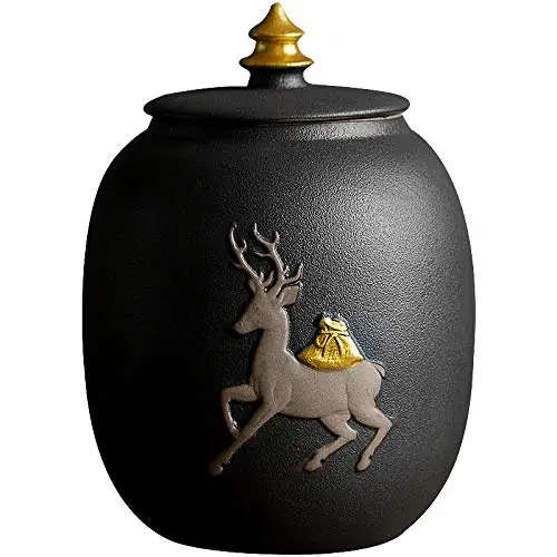 Cremation Urn - Funeral Urn for Pet - Made in Ceramics & Hand-Painted- Display Burial Urn at Home or in Niche at Columbarium