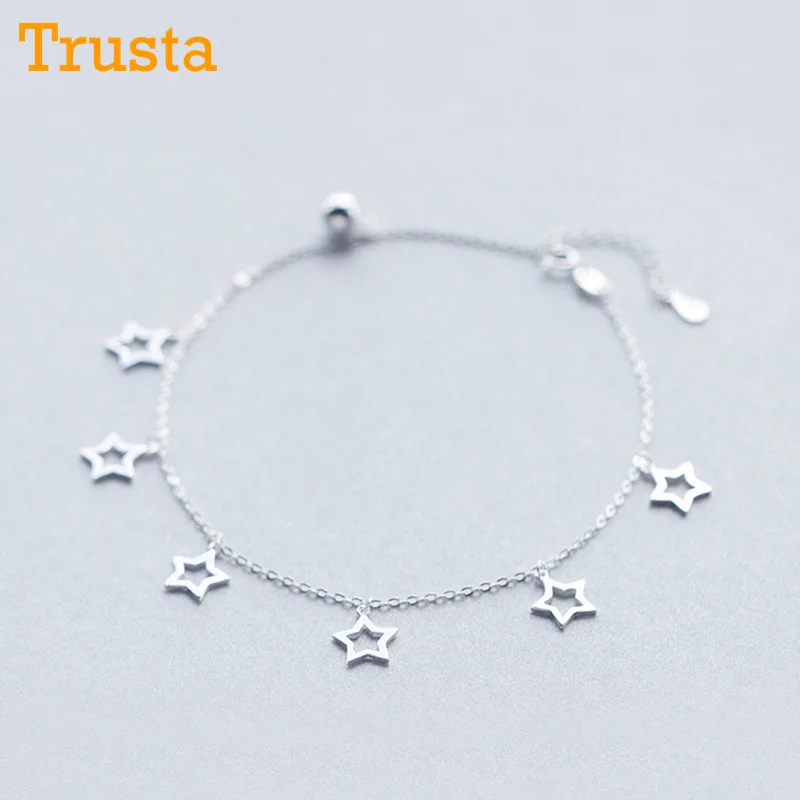 Trusta 925 пробы серебряные Модные женские ювелирные изделия полые сердце браслет 15,5 см для подарка девушка леди дропшиппинг DS568