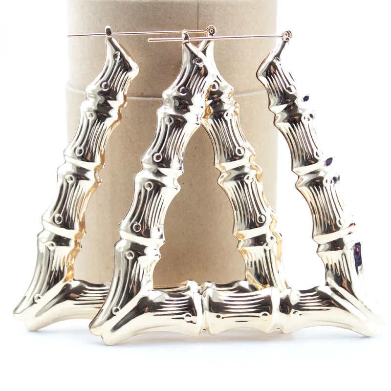 2017 трапециевидные Бамбуковые серьги-кольца блестящие элегантные подарочные