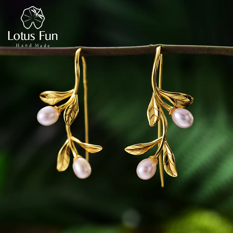 Женские серьги капли воды из листьев Lotus Fun изящное ювелирное изделие ручного
