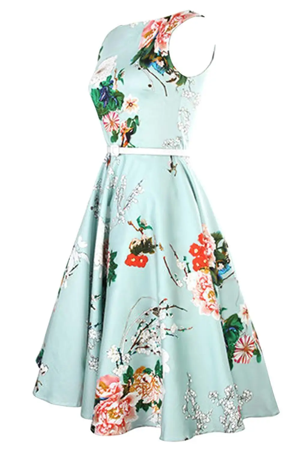 Женское Платье До Колена MisShow летнее винтажное платье мятного цвета с принтом