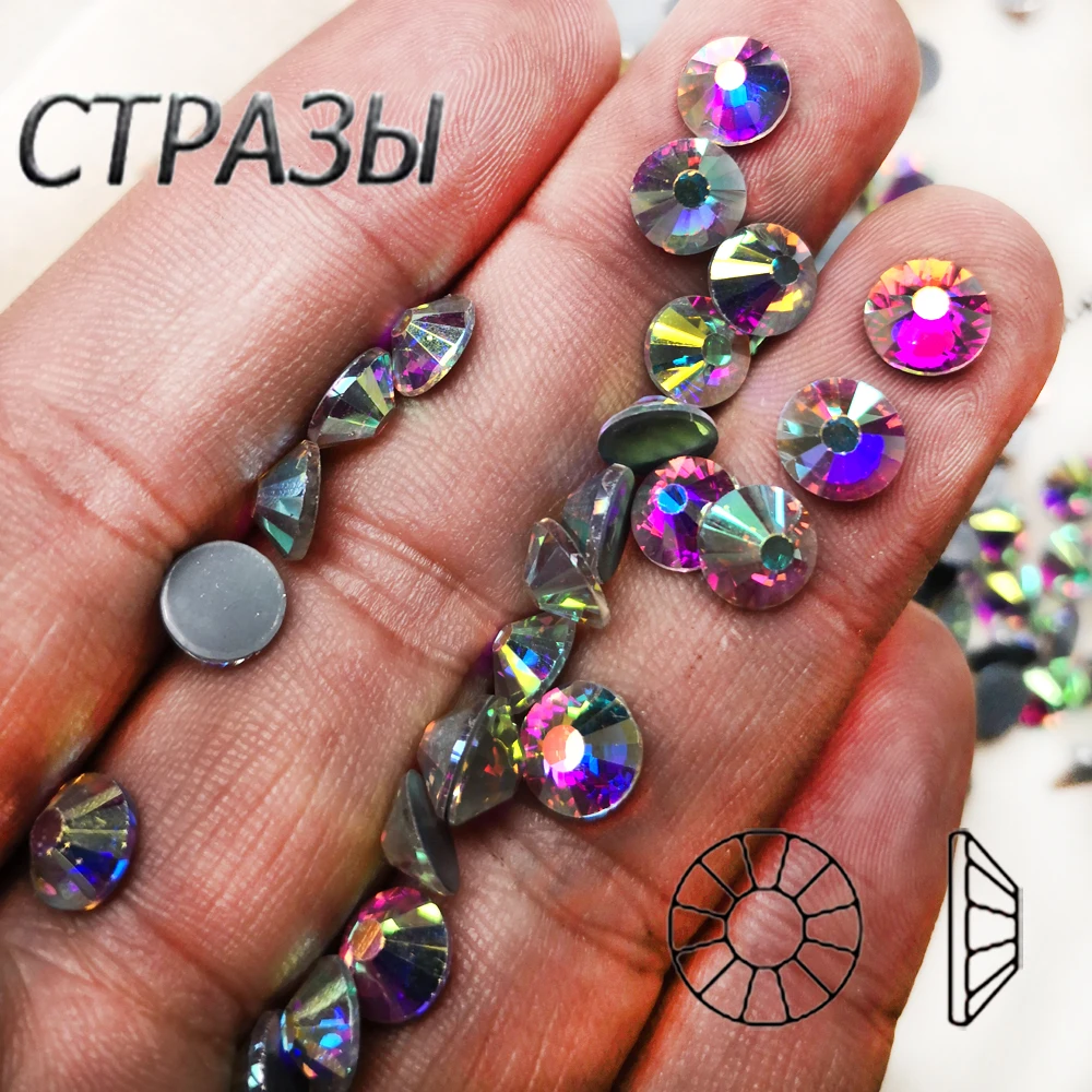 AAAAA прозрачный AB кристалл горячей фиксации стразы из стекла исправленное железо Стразы для ткани одежды SS16 SS20 SS30