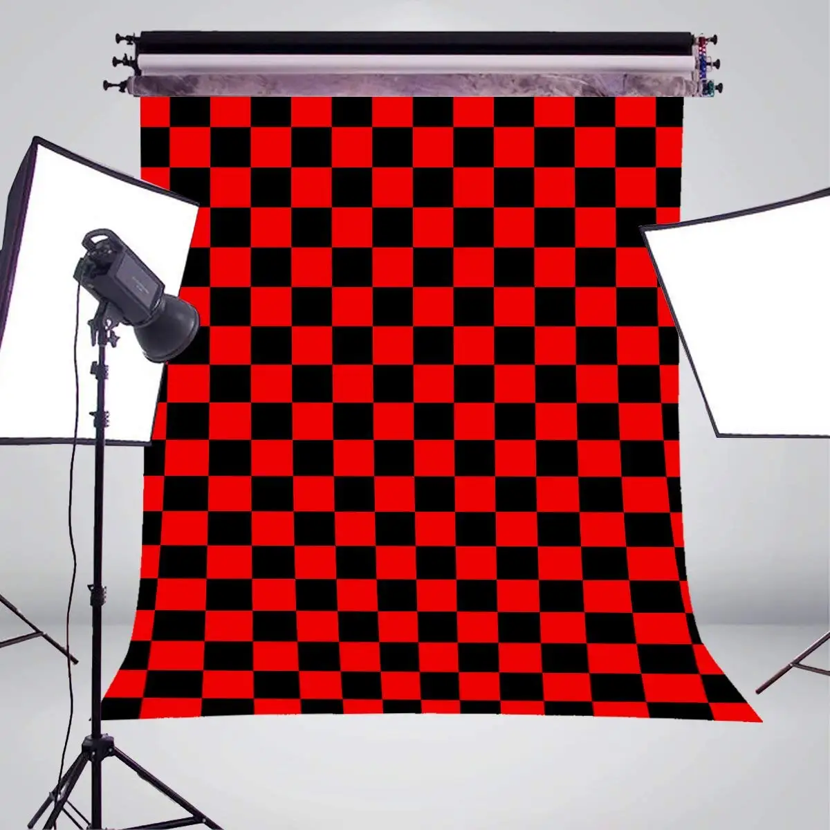 5x7ft изысканный шахматной фотографии фонов черный красный фон Дети фотостудия для