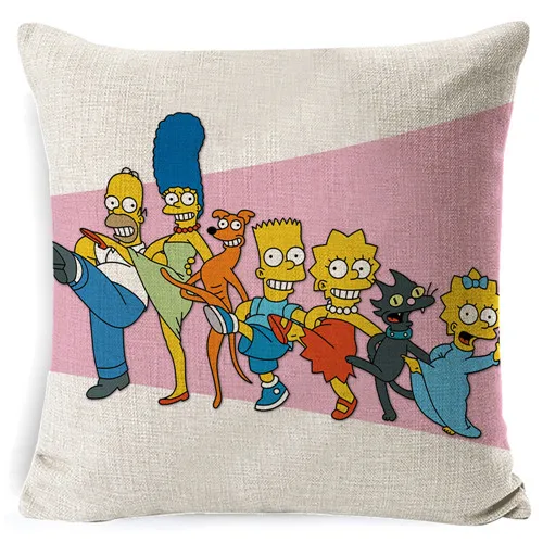 Серый FOKUSENT Семья комедийные Юмор The Simpsons мультипликационный персонаж изображения Подушка Чехол Украшение Дома Наволочка на подушку «Симпсоны» вентиляторы - Цвет: Серый