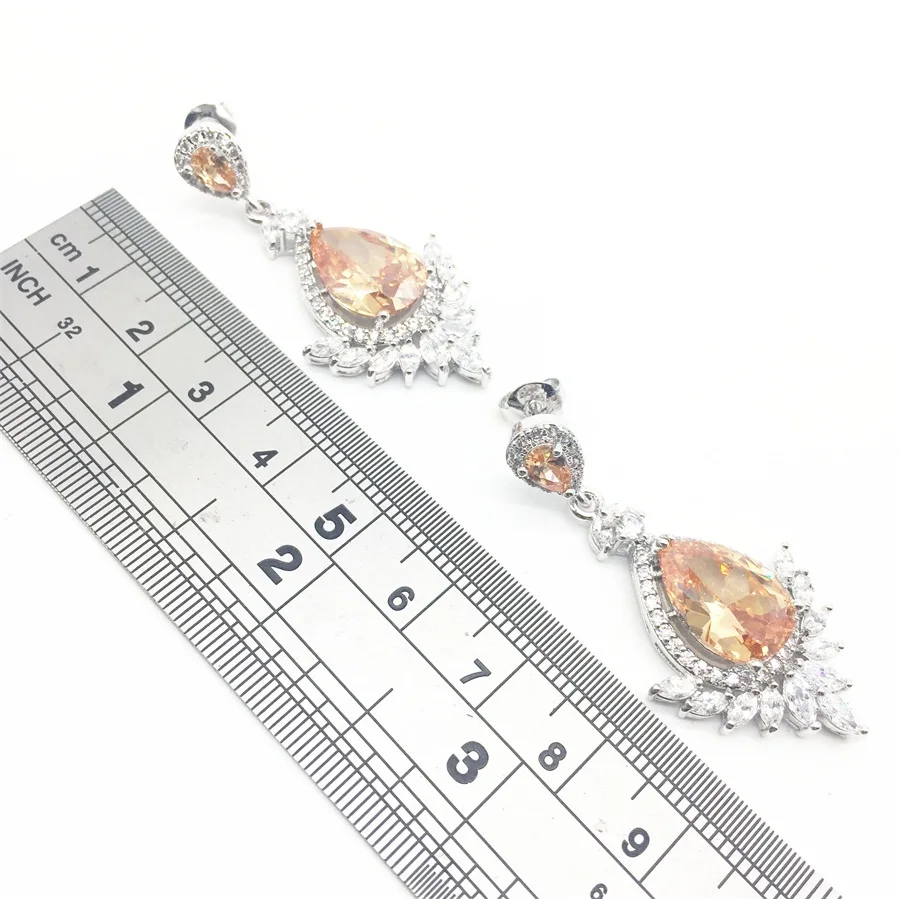 

Classic Water Drop Shaped Zircon 925 Sterling Silver Jewelry Sets For Women Earrings/Pendant/Necklace/Rings