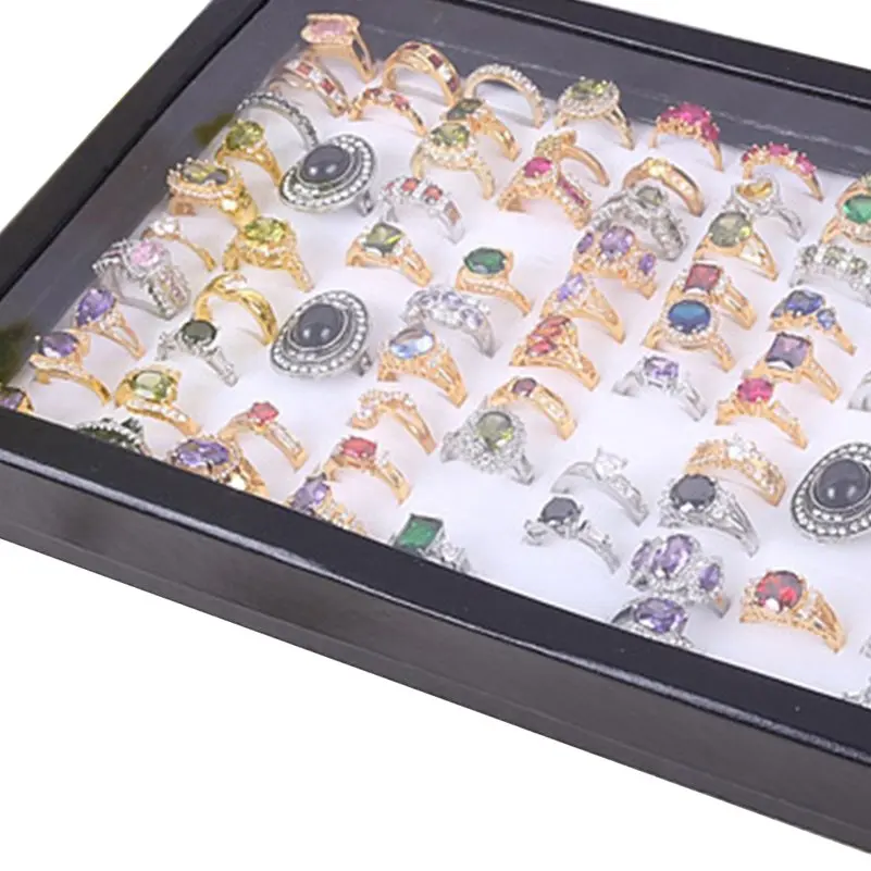 Imixlot 1PC Carrying Case Jewelry Ring Display Box White Black Square Paper Tray Holder Storage 30cmx18cm | Украшения и