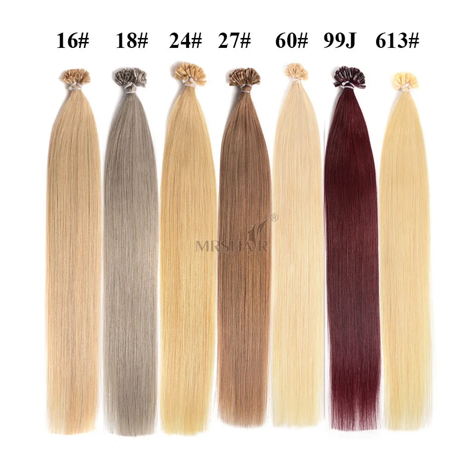 MRSHAIR цветные кольца remy волосы цвета 27 цветов доступны настоящие Remy человеческие волосы черный коричневый блонд Красный Розовый Фиолетовый Синий Бург