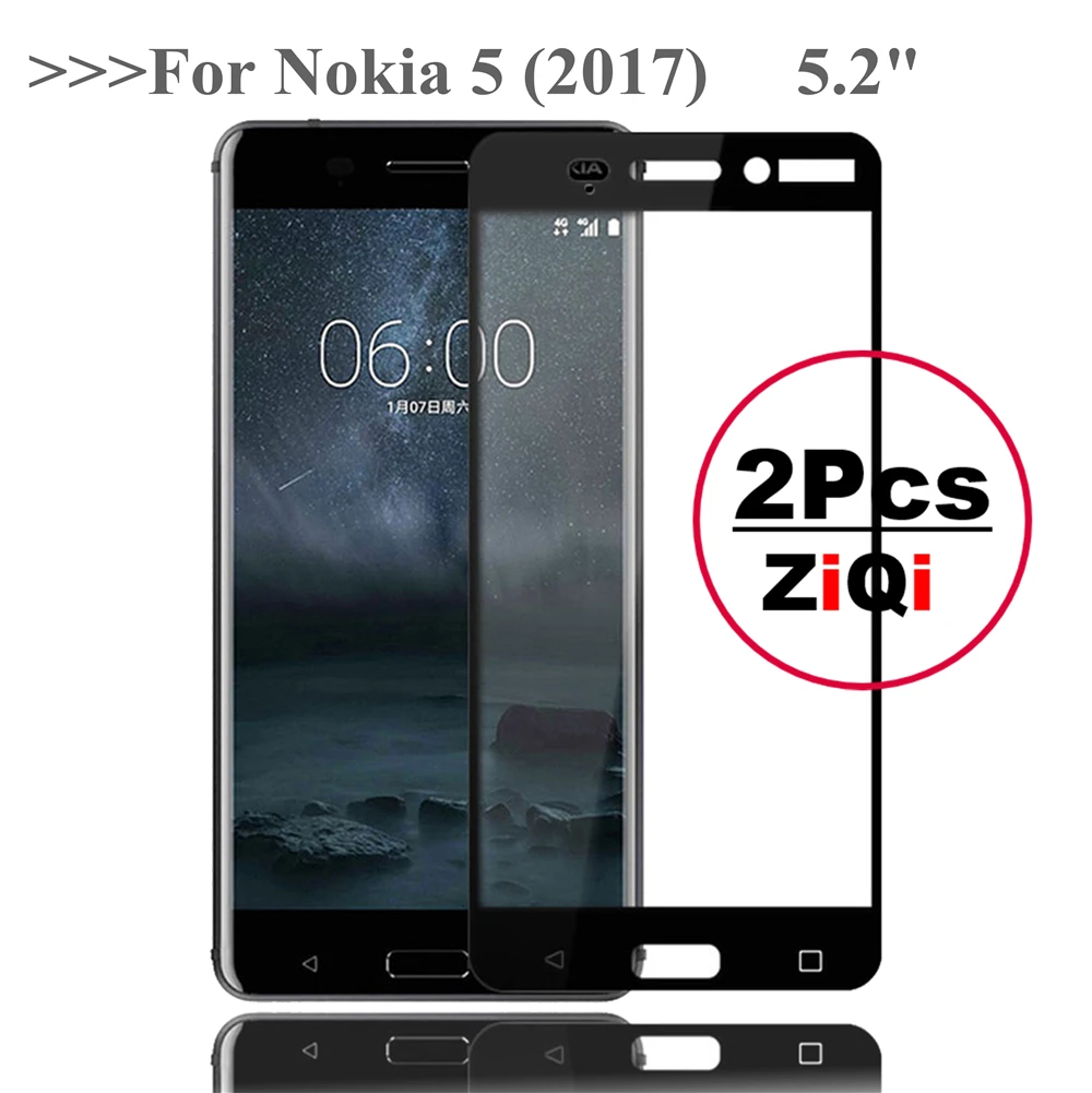 2 шт. для Nokia 5 закаленное Стекло 2017 Экран протектор Lumia Nokia5 TA 1053 полное покрытие