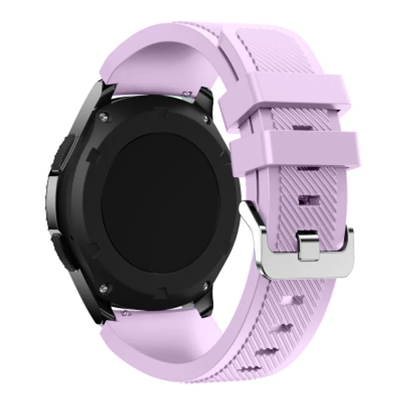 Light purple FOHUAS Ремешки для наручных часов черные 22 мм стальная пряжка на запястье роскошные брендовые новые модные спортивные силиконовые браслеты ремешок для samsung gear S3 - Цвет ремешка: Light purple