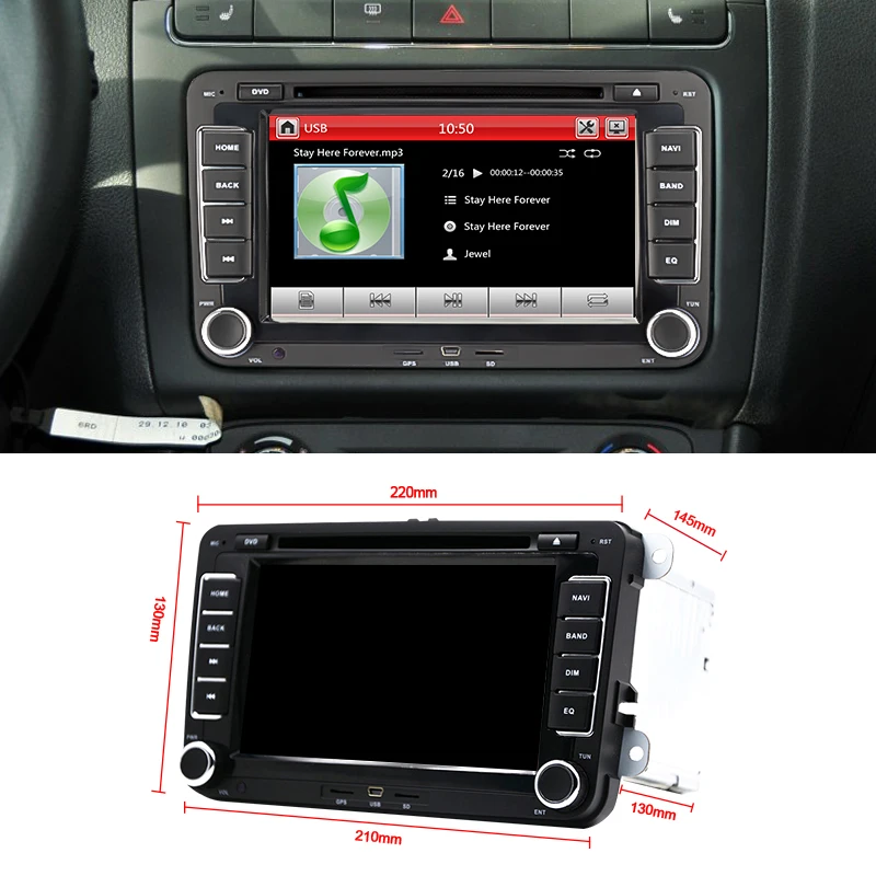 Eunavi 7 'ƈ din мультимедийный плеер Автомобильный DVD GPS навигация для VW Volkswagen GOLF 6 Polo