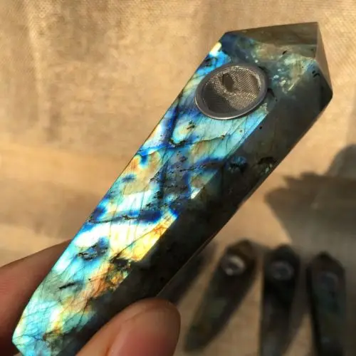 Natural energy labrador reiki quartz crystal cigarette holder healing. Agate specimen | Дом и сад