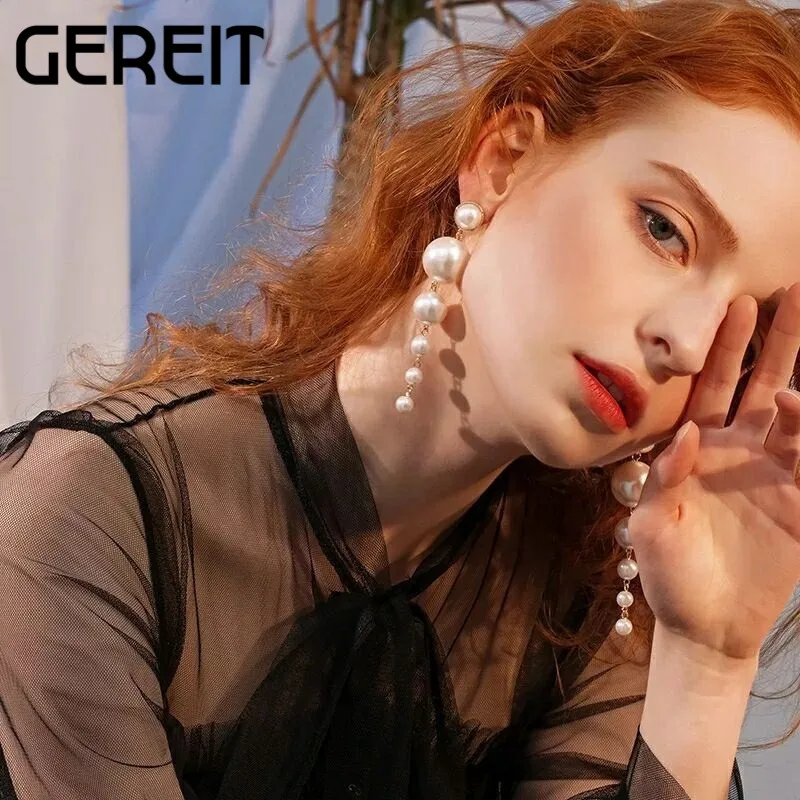 Европейские серьги люстры с большим жемчугом для женщин модные эффектные
