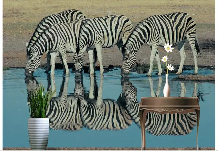 Пользовательские 3d обои живые стильные Зебра Картина маслом фото индивидуальные