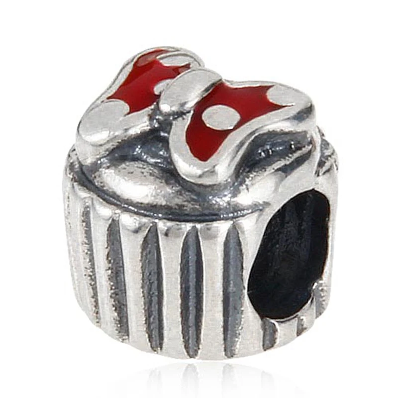 Bowknot Cupcake Bead Sambaah капкейк сердечко Шарм с Кристалл 925 пробы серебро с днем рождения бисер Торт fit Pandora на день рождения подарочный браслет - Цвет: Bowknot Cupcake Bead