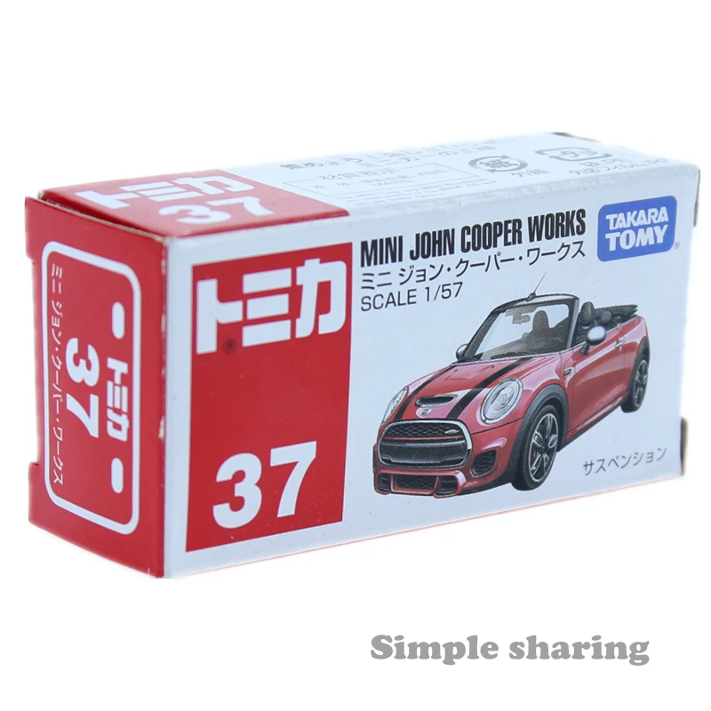 Takara Tomy Tomica 37 Mini John Cooper работает красное сердце 1/57 спортивный автомобиль Поп