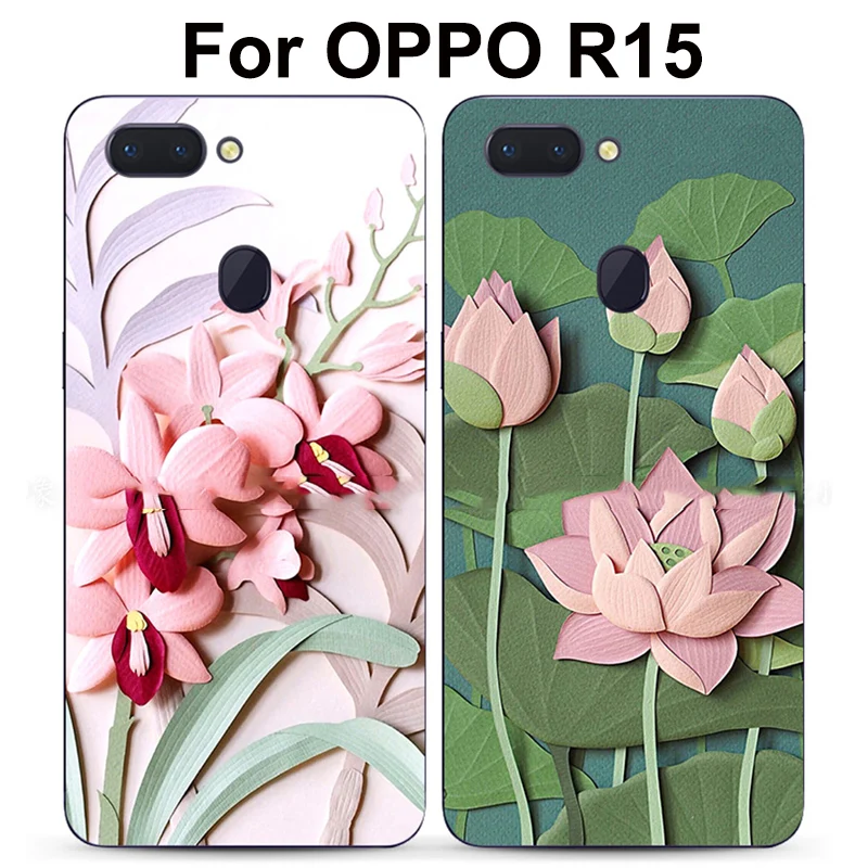 2 шт. для OPPO R15 чехол задняя крышка красивые цветы мягкий силиконовый R 15 чехлы OPPOR15