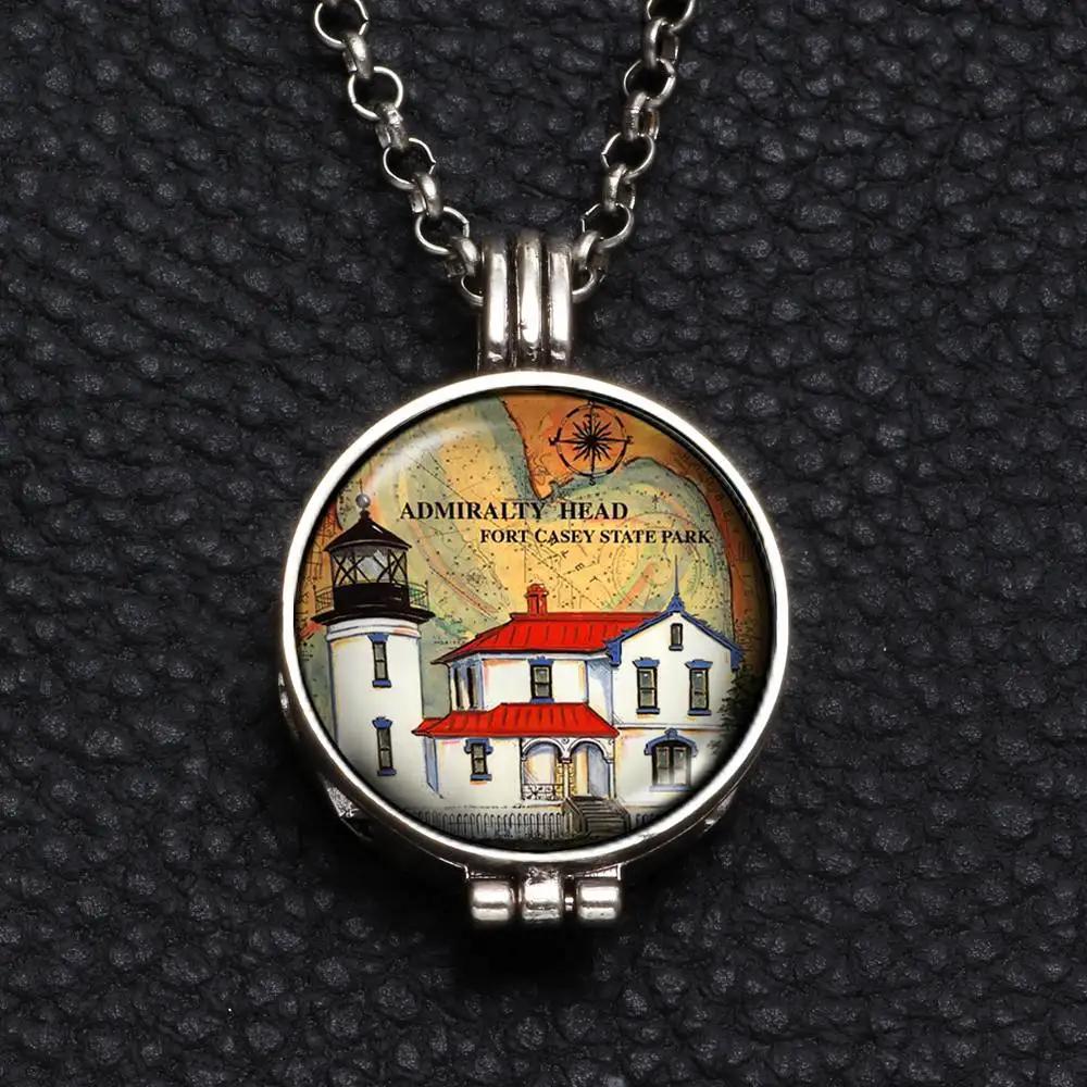 Perfume Aroma Pendant Necklace With Foam 25mm Glass Charms Lighthouse Multi Pattern For Man Women & Girl DZ1750|aroma pendant|aroma necklaceglass