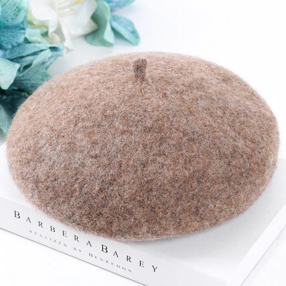 dark camel hat SHOWERSMILE, женские теплые береты, желтые шерстяные французские береты, шапки, женские Регулируемые мягкие шапки, художественная элегантная зимняя шапка для художников - Цвет: dark camel hat