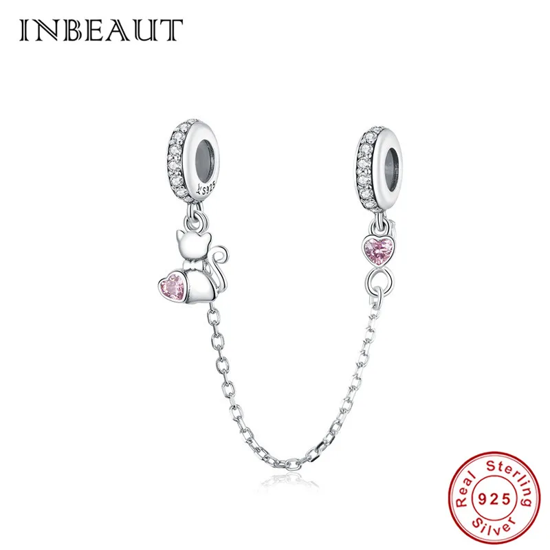INBEAUT 100% 925 пробы Серебряная Милая женская мужская пара кошек силиконовая защитная